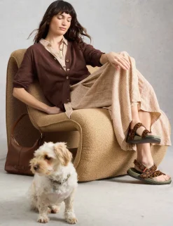 Cotton Rich V-Neck Cardigan with Linen