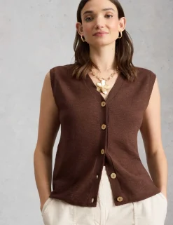 Cotton Rich V-Neck Knitted Vest