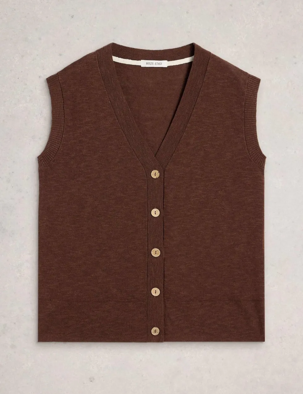 Cotton Rich V-Neck Knitted Vest