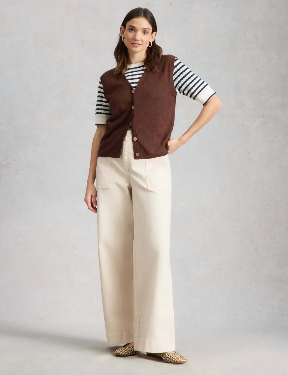 Cotton Rich V-Neck Knitted Vest