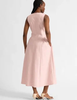 Cotton Rich V-Neck Midi Skater Dress