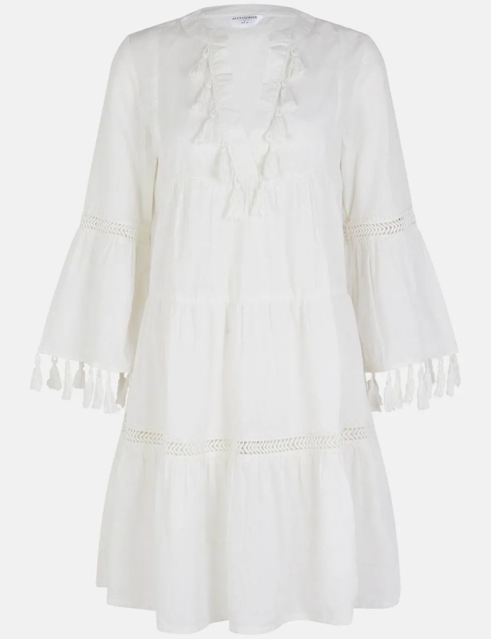 Cotton Rich V-Neck Mini Beach Dress