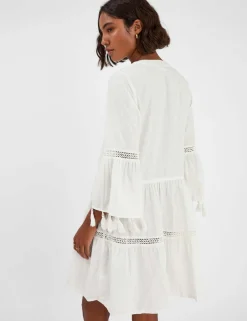 Cotton Rich V-Neck Mini Beach Dress