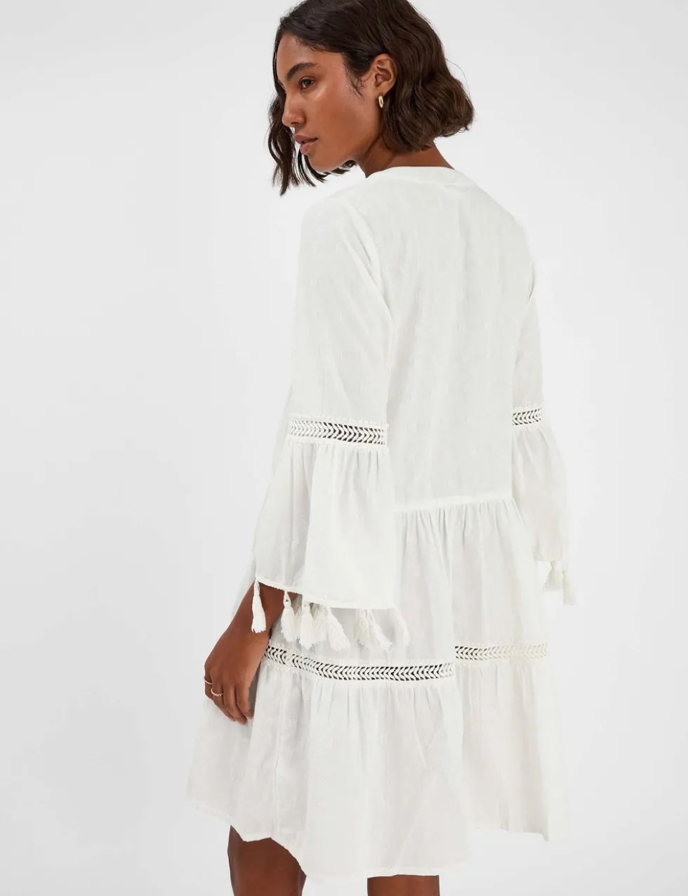 Cotton Rich V-Neck Mini Beach Dress