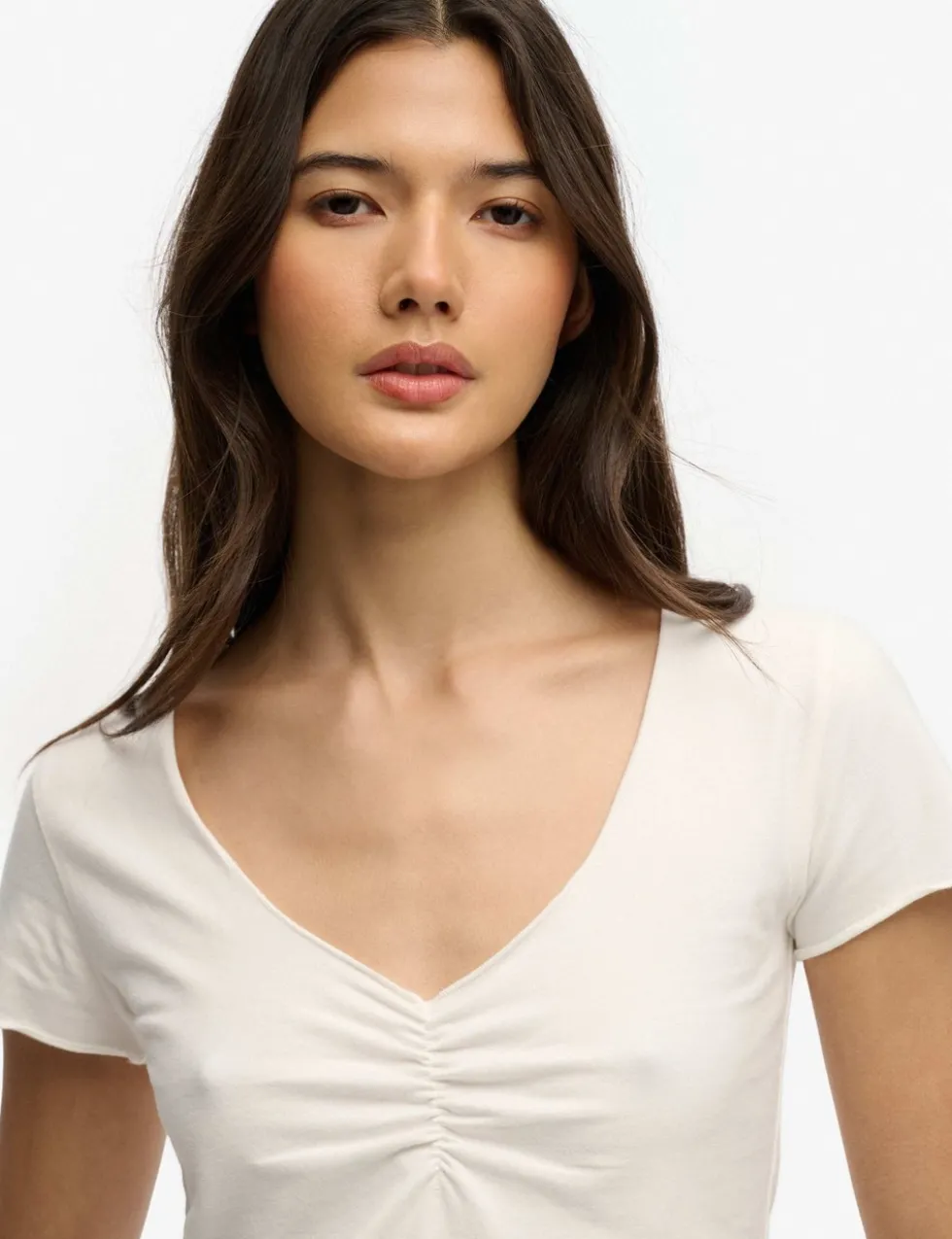 Cotton Rich V-Neck Slim Fit Top