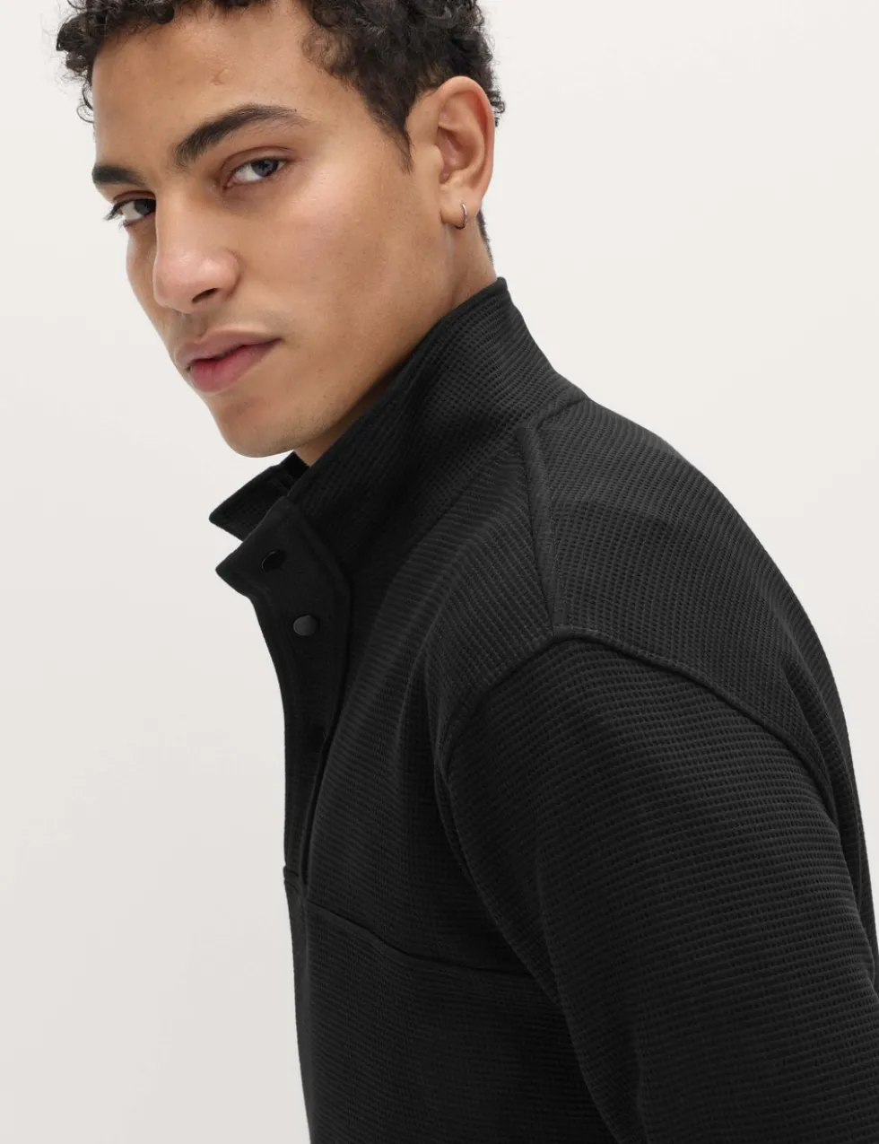 Cotton Rich Waffle Funnel Neck Sweatshirt