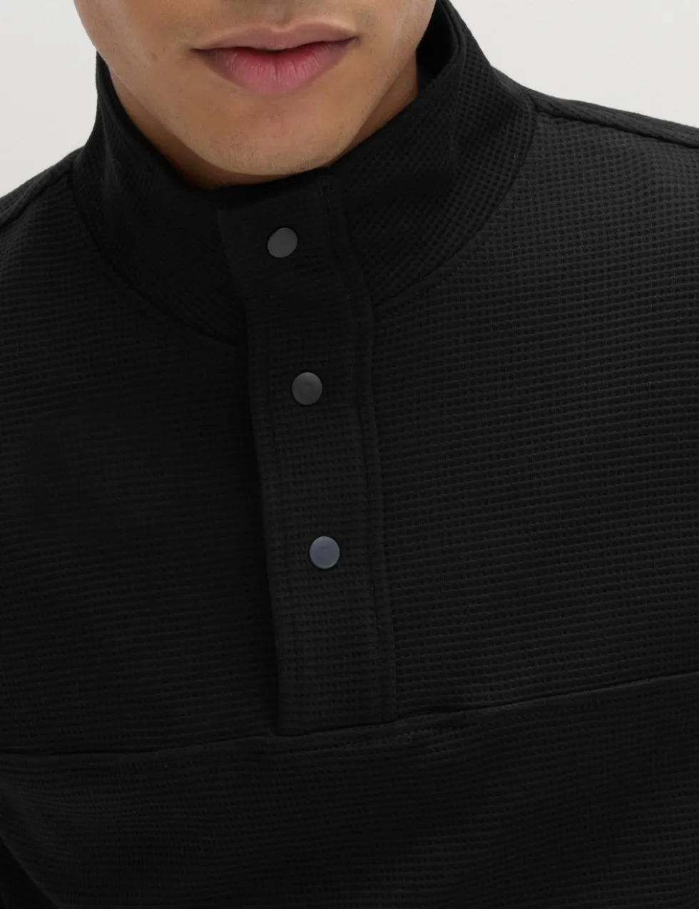 Cotton Rich Waffle Funnel Neck Sweatshirt