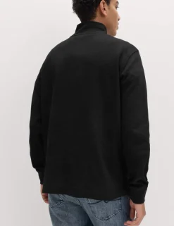 Cotton Rich Waffle Funnel Neck Sweatshirt