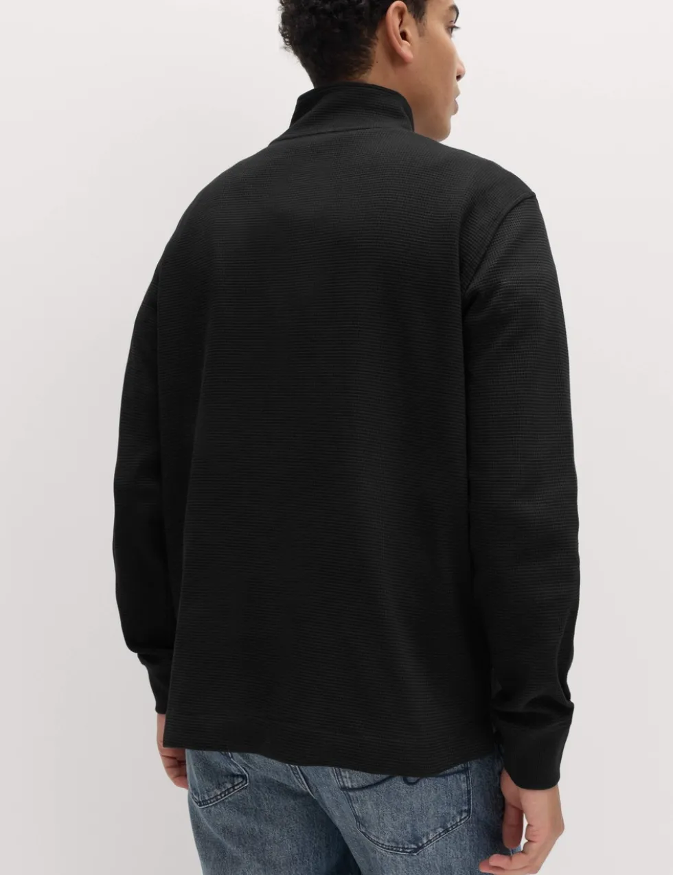 Cotton Rich Waffle Funnel Neck Sweatshirt