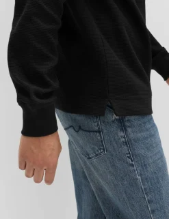 Cotton Rich Waffle Funnel Neck Sweatshirt