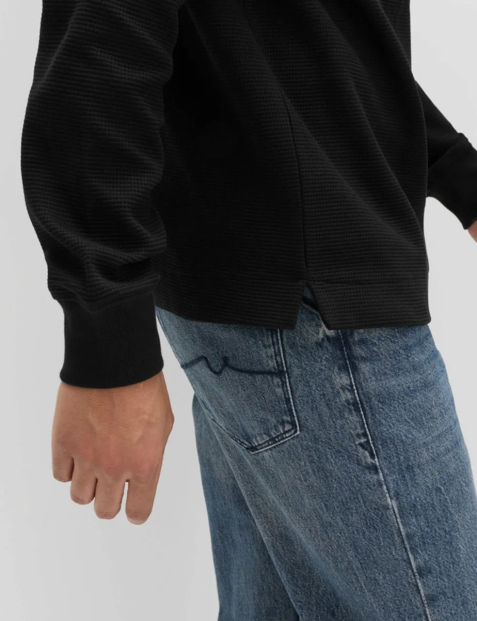Cotton Rich Waffle Funnel Neck Sweatshirt