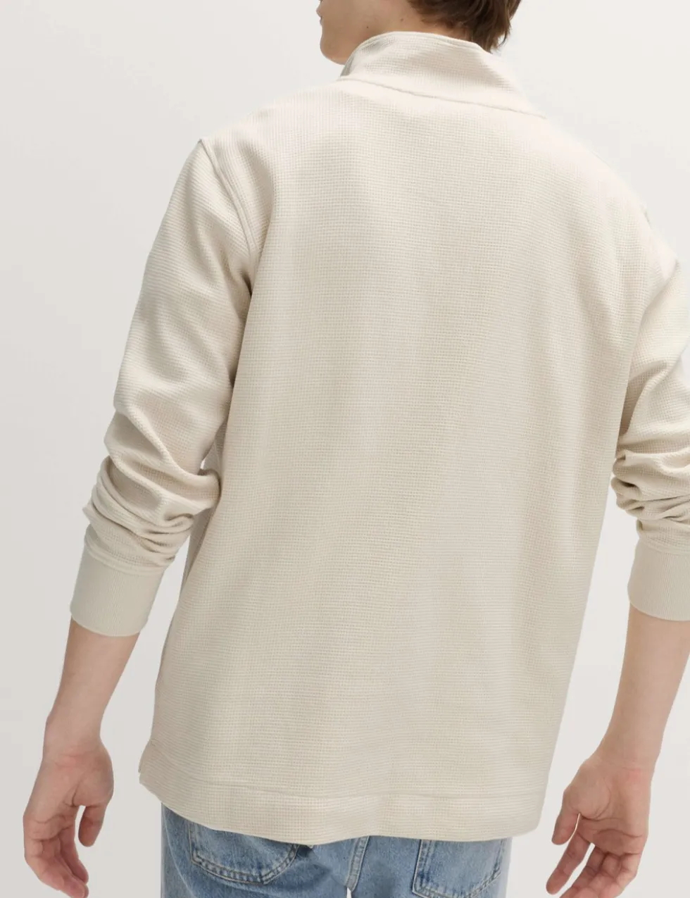 Cotton Rich Waffle Funnel Neck Sweatshirt