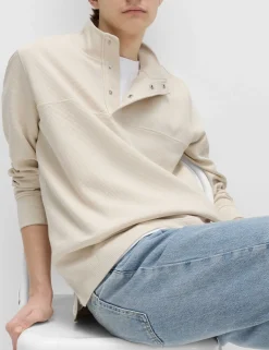 Cotton Rich Waffle Funnel Neck Sweatshirt