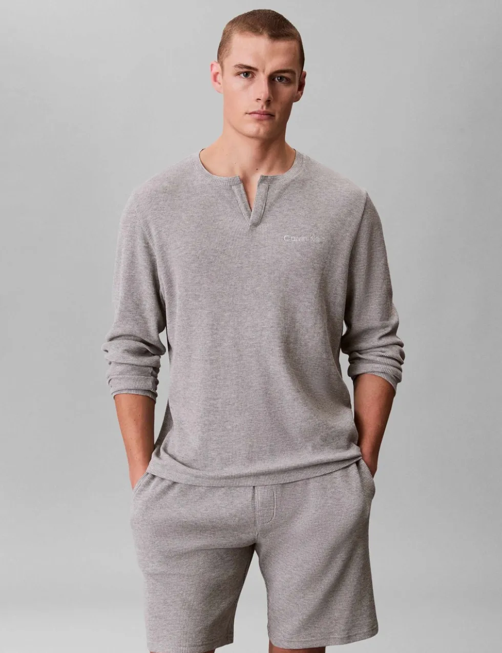 Cotton Rich Waffle Henley Pyjama Top
