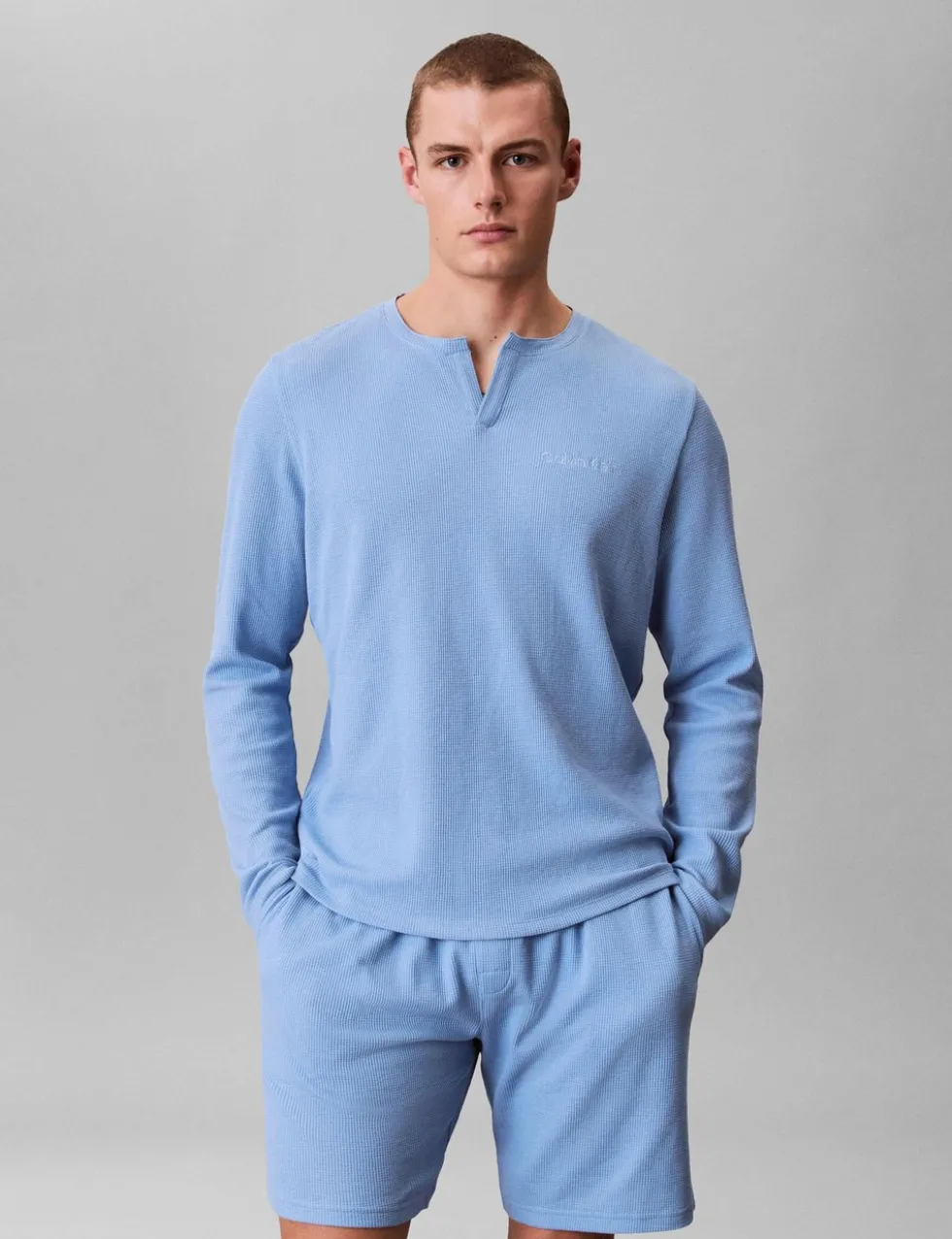 Cotton Rich Waffle Henley Pyjama Top