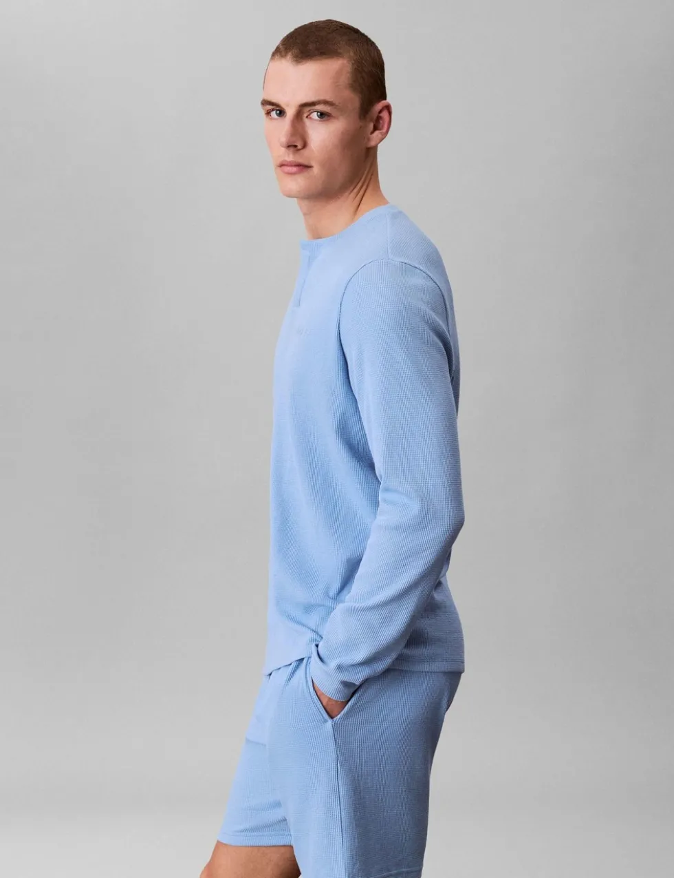 Cotton Rich Waffle Henley Pyjama Top