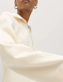 Cotton Rich Waisted Zip Through Sweatshirt