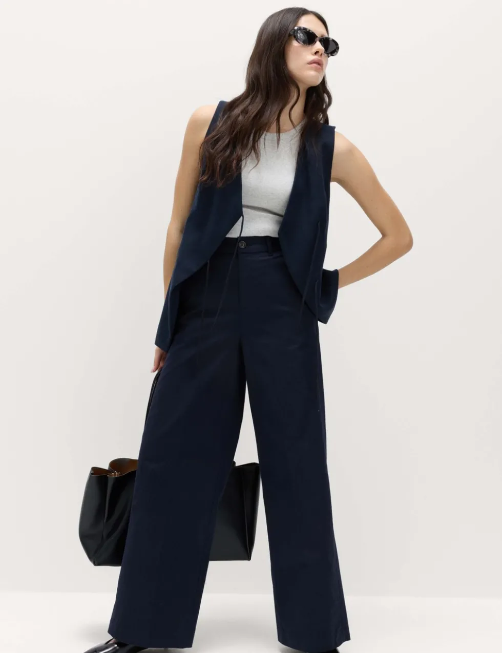 Cotton Rich Wide Leg Chinos