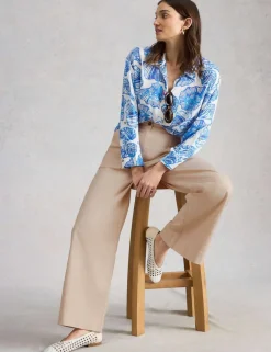 Cotton Rich Wide Leg Chinos with Linen