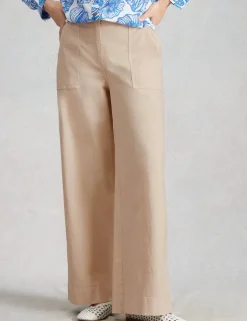 Cotton Rich Wide Leg Chinos with Linen