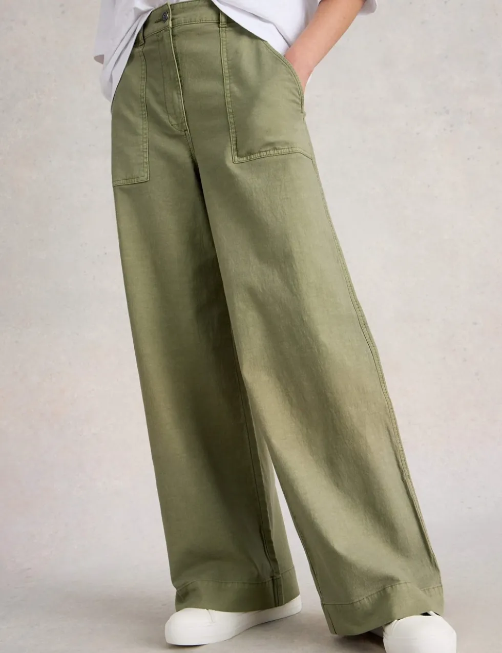 Cotton Rich Wide Leg Chinos