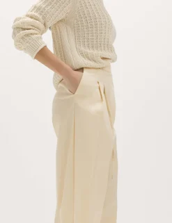 Cotton Rich Wrap Tie Wide Leg Trousers