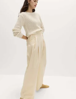 Cotton Rich Wrap Tie Wide Leg Trousers