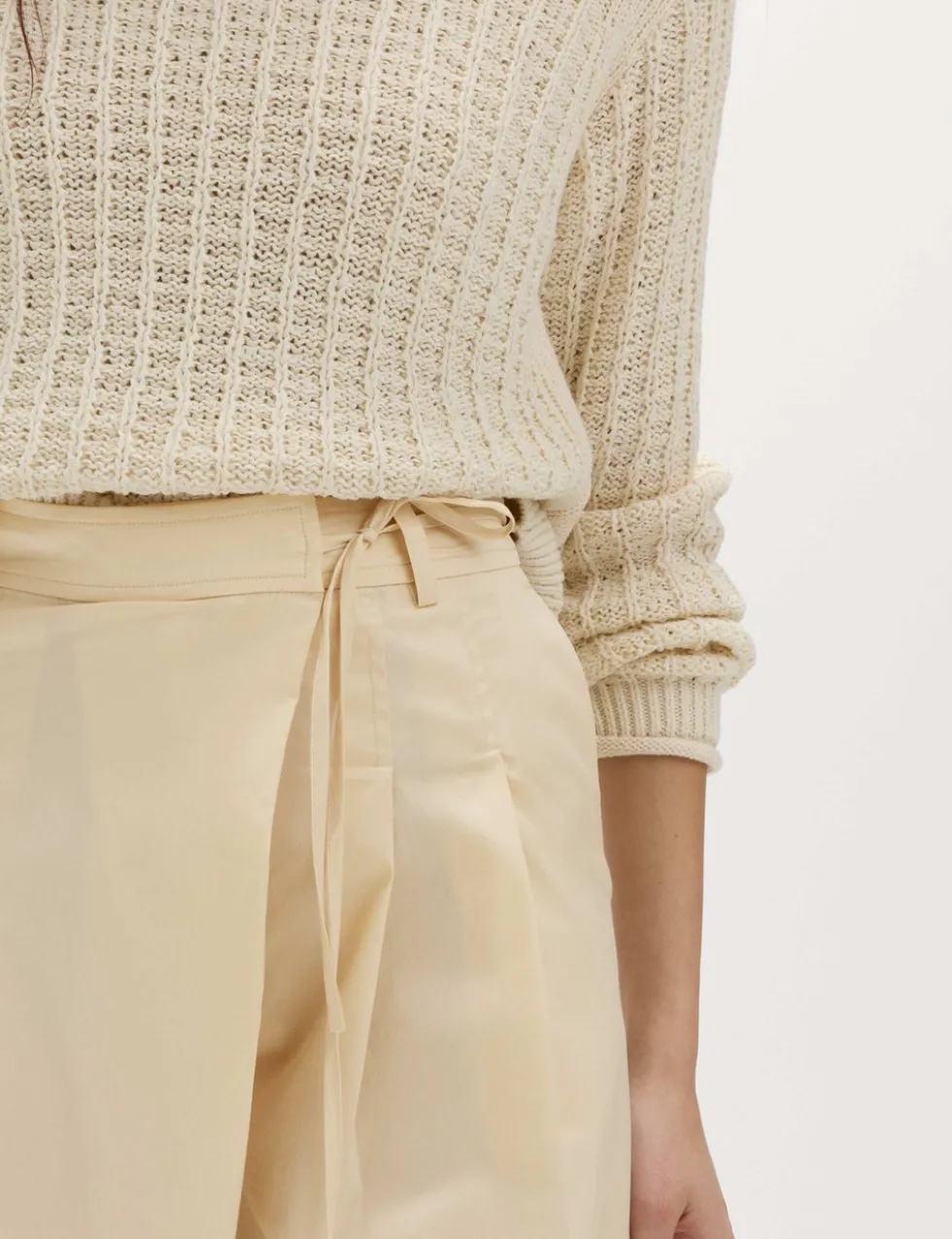 Cotton Rich Wrap Tie Wide Leg Trousers