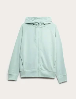 Cotton Rich Zip Up Relaxed Hoodie
