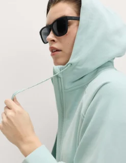 Cotton Rich Zip Up Relaxed Hoodie