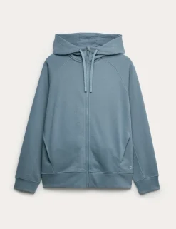 Cotton Rich Zip Up Relaxed Hoodie