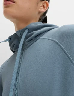 Cotton Rich Zip Up Relaxed Hoodie