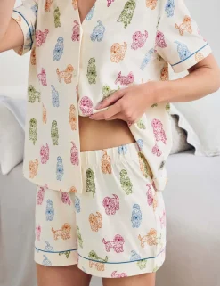 Cotton Righ Rainbow Cockapoo Print Short Pyjama Set