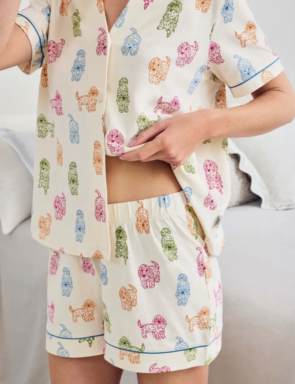 Cotton Righ Rainbow Cockapoo Print Short Pyjama Set