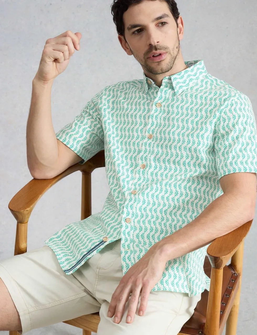 Cotton Stretch Printed Short Sleeve Shirt