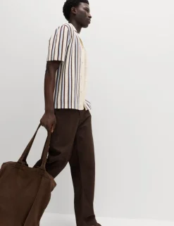 Cotton Textured Striped Knitted Polo Shirt