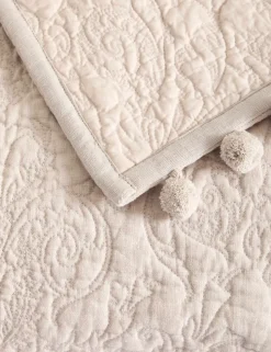 Cotton with Linen Embroidered Bedspread
