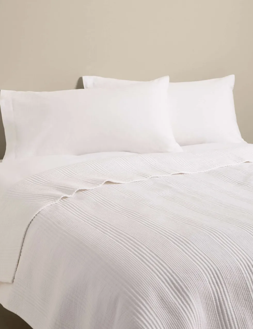 Cotton with Linen Ribbed Bedspread with Linen