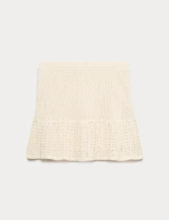 Cotton-Blend Textured Mini Knitted Skirt