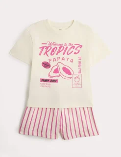 Cotton-Rich Papaya T-Shirt and Shorts (2-8 Yrs)
