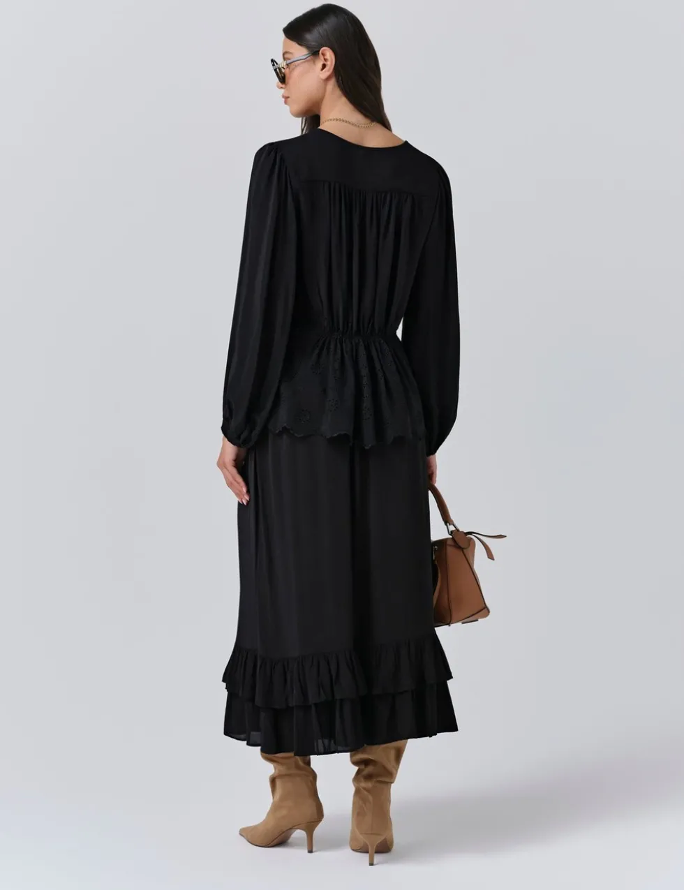 Crepe Broderie V-Neck Blouse