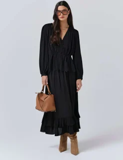 Crepe Broderie V-Neck Blouse
