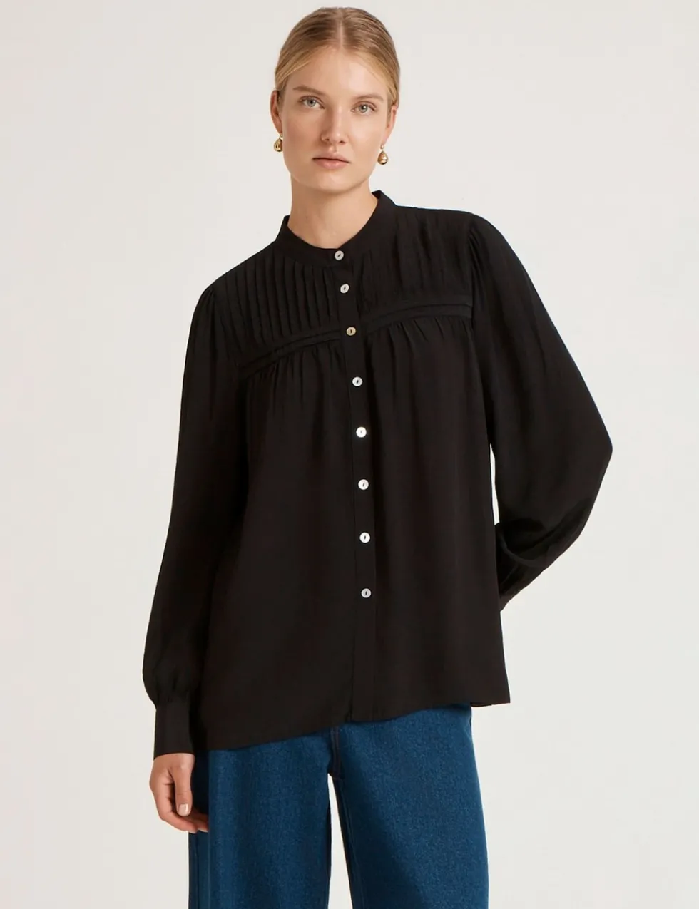 Crepe Button Through Blouse
