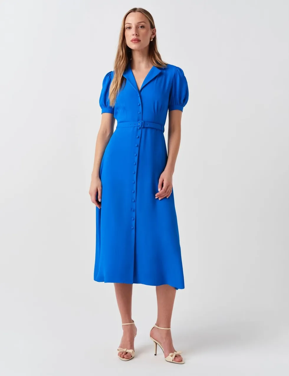Crepe Button Through Midi Shirt Dress