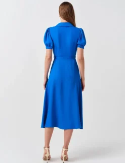 Crepe Button Through Midi Shirt Dress