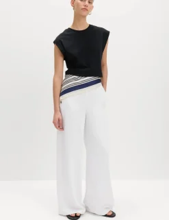 Crepe Elasticated Waist Wide Leg Trousers