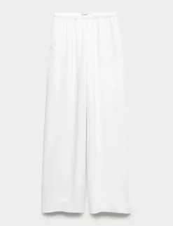 Crepe Elasticated Waist Wide Leg Trousers