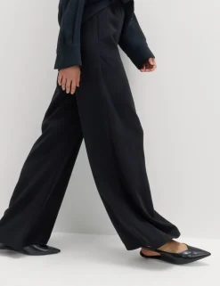 Crepe Elasticated Waist Wide Leg Trousers