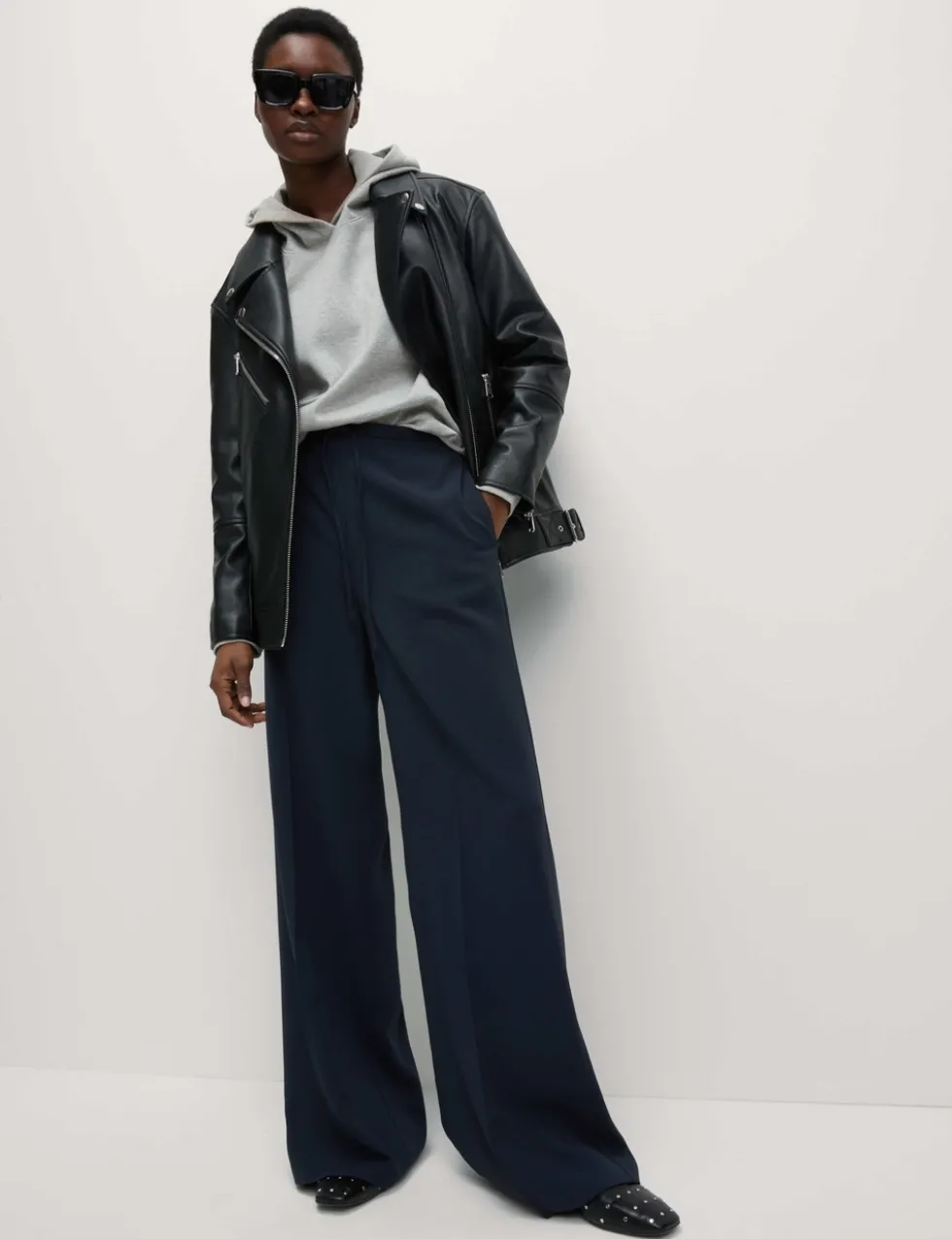 Crepe Elasticated Waist Wide Leg Trousers