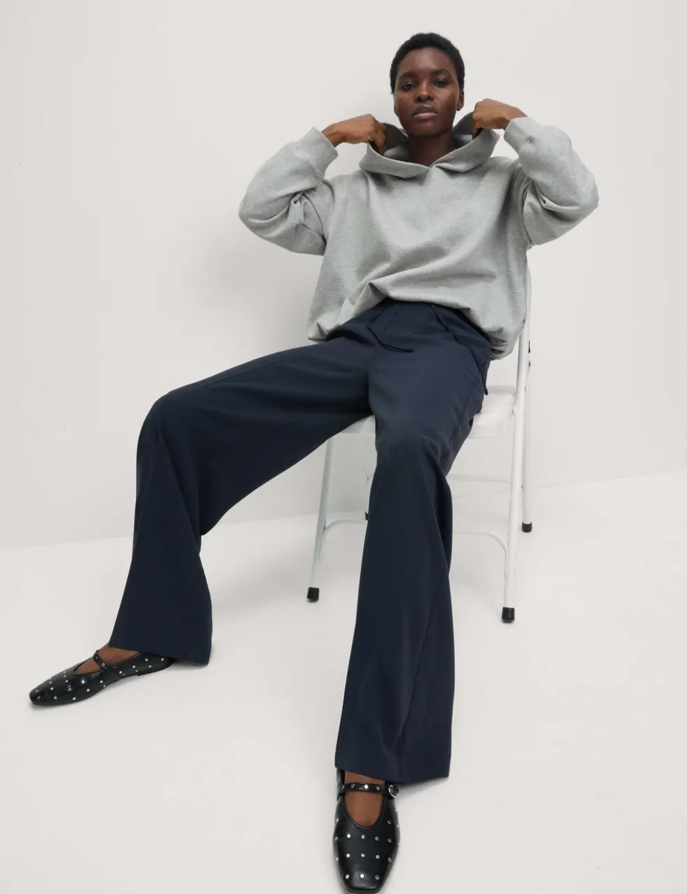 Crepe Elasticated Waist Wide Leg Trousers
